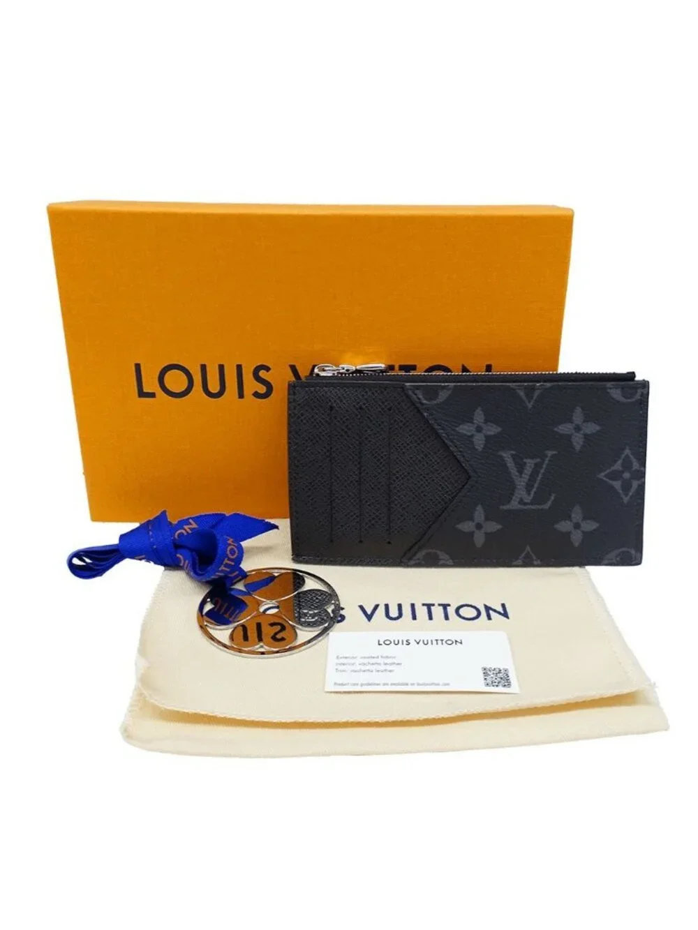 Louis Vuitton Card Case Taiga Monogram Eclipse Coin Holder Black Pocket Small